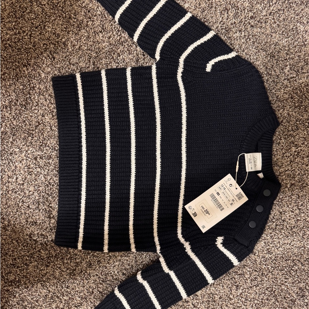 Baby Zara Blue and White Striped Sweater